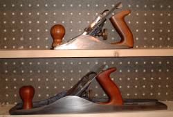 Hand planes with cherry and mahogany replacement knobs and handles